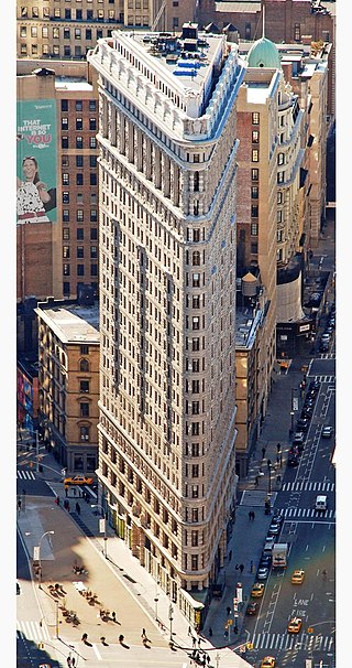 An aerial view of the Flatiron Building